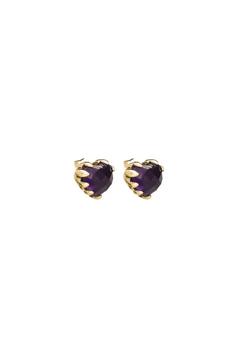Stolen Girlfriends Club 18ct Yellow Gold Plated Love Claw Earrings  with Dark Amethyst
