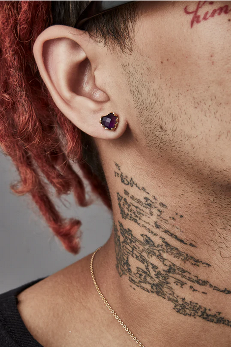 Stolen Girlfriends Club 18ct Yellow Gold Plated Love Claw Earrings  with Dark Amethyst