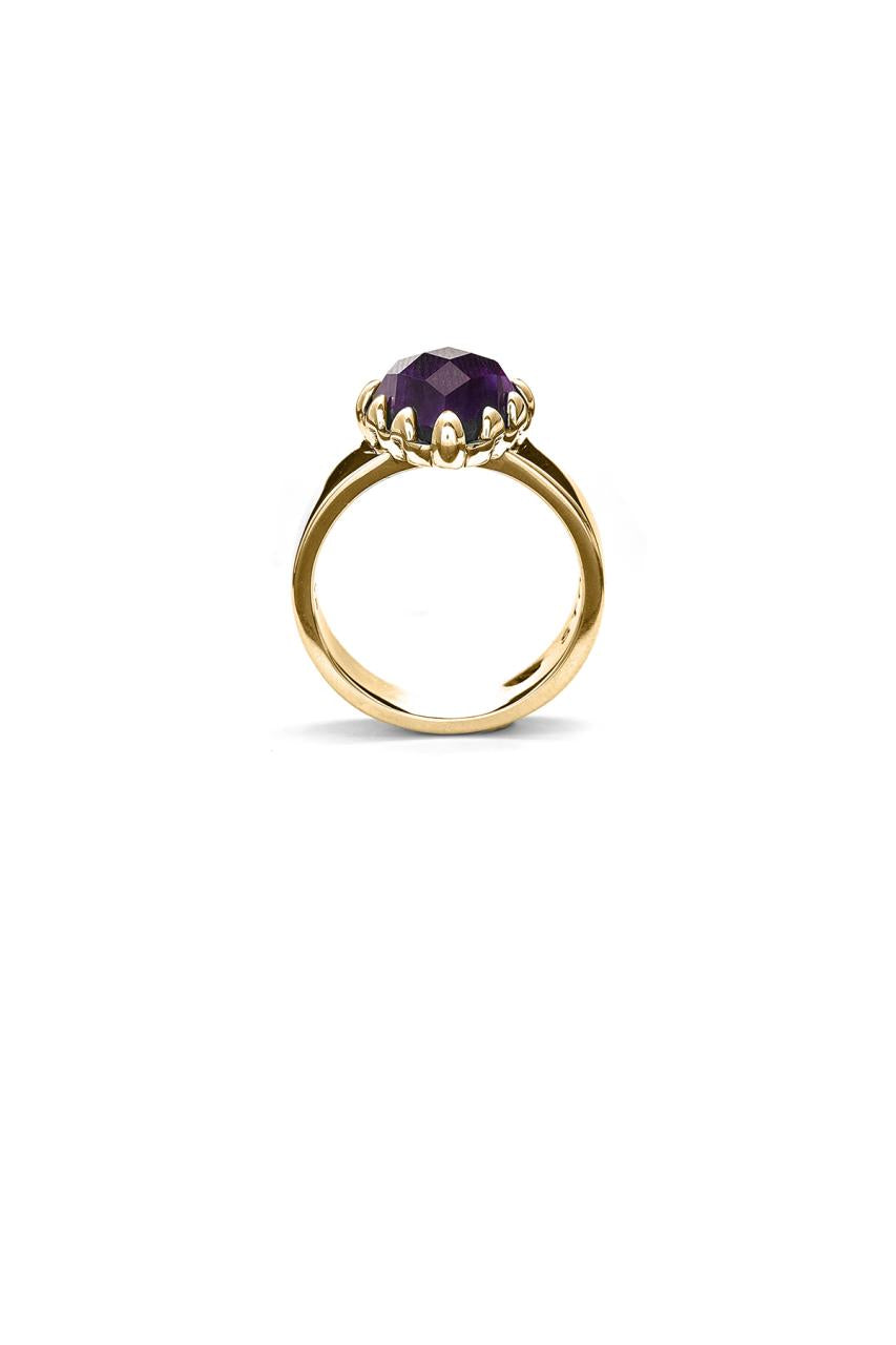 Stolen Girlfriends Club 18ct Yellow Gold Plated Love Claw Ring with Dark Amethyst