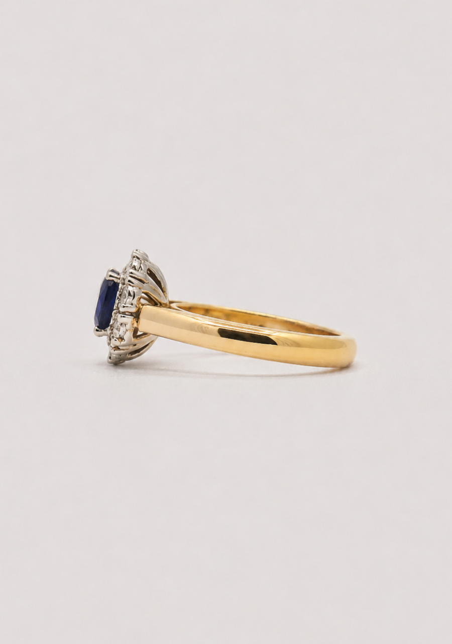 Sapphire & Diamond 9ct Yellow & White Gold Cluster Ring