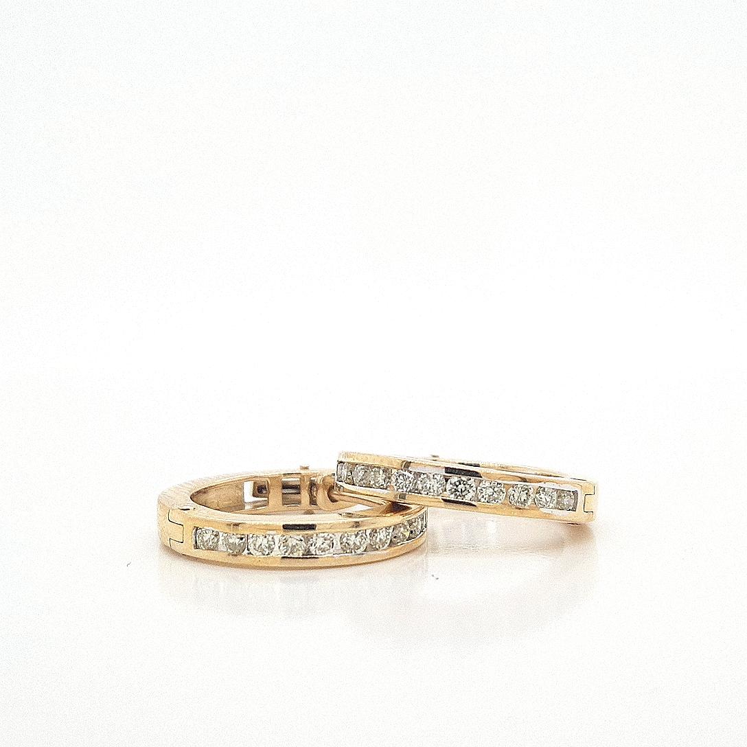 Diamond Channel Set 9ct Yellow Gold Hoop Earrings