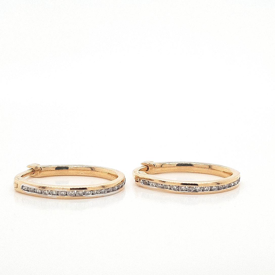 Diamond Channel Set 9ct Yellow Gold Diamond Channel Set Hoop Earrings