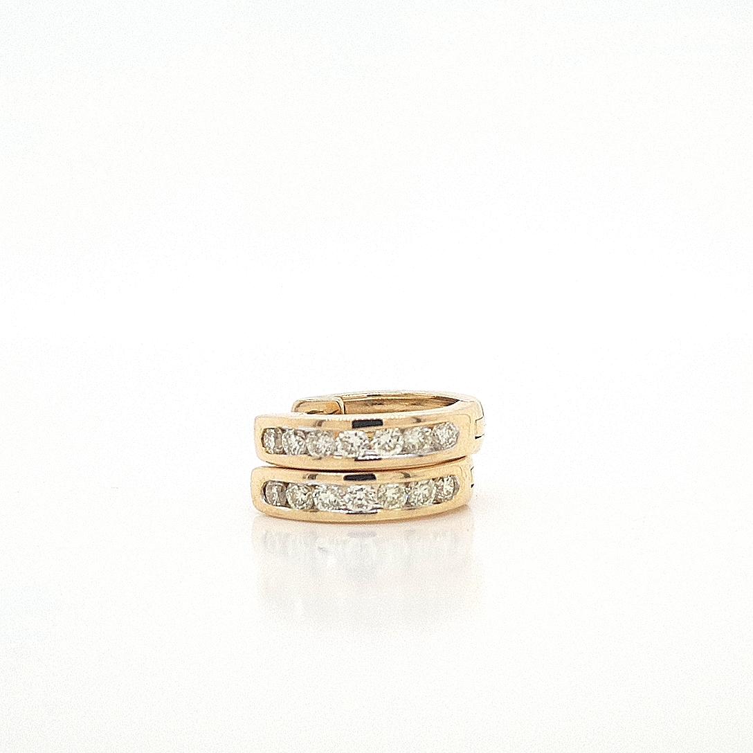 9ct Yellow Gold Diamond Channel Set Hoop Earrings