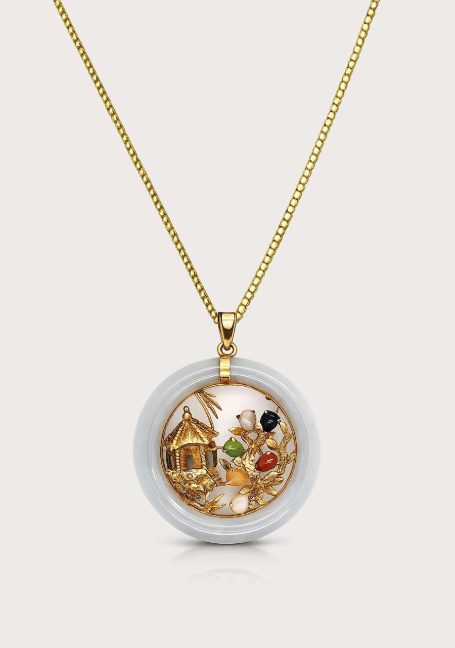 Estate 14ct Yellow Gold Chinese Jade Pendant