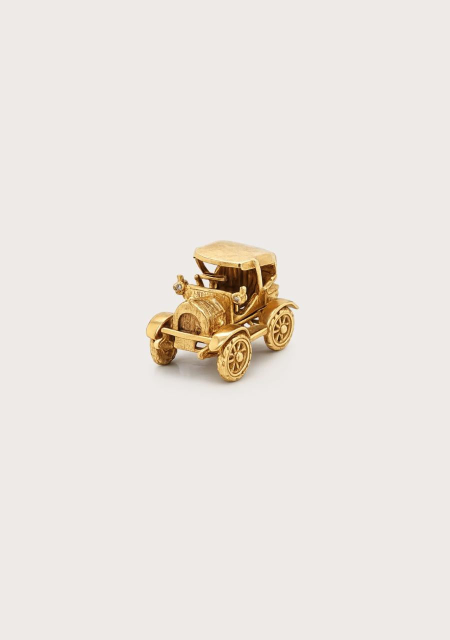 Estate Sterling Silver Gold Plated Car Charm