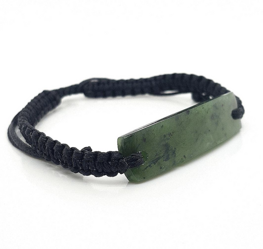 Greenstone ID Bracelet on Black Cord