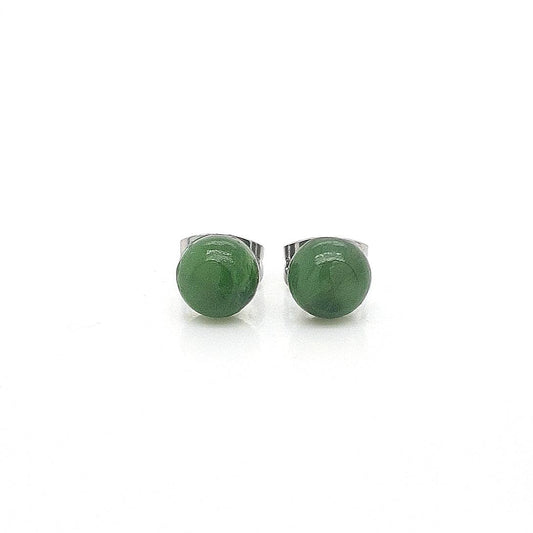 Greenstone Round 6mm Surgical Steel Stud Earrings