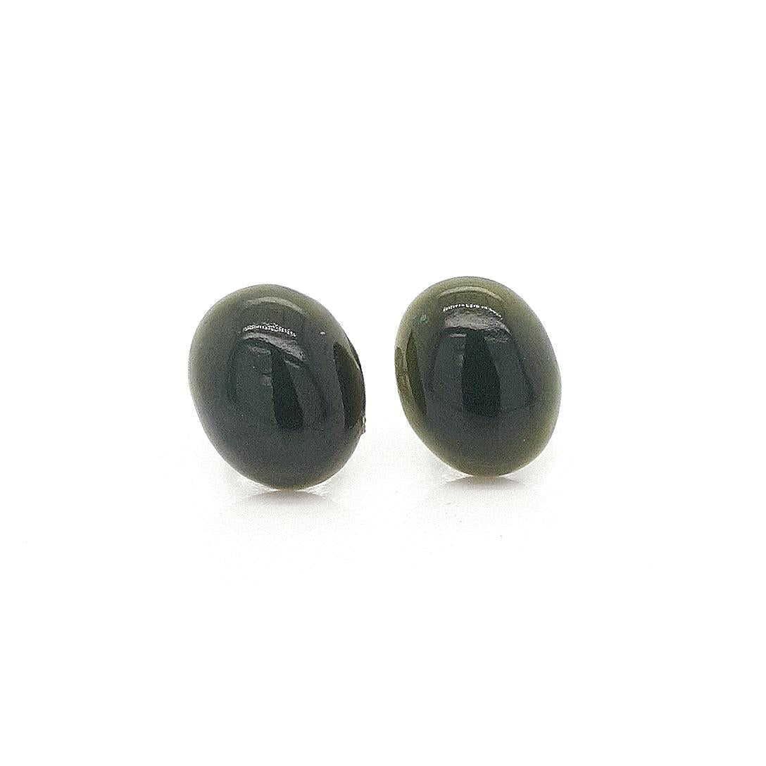 Greenstone Oval 10mm x 8mm Surgical Steel Stud Earrings