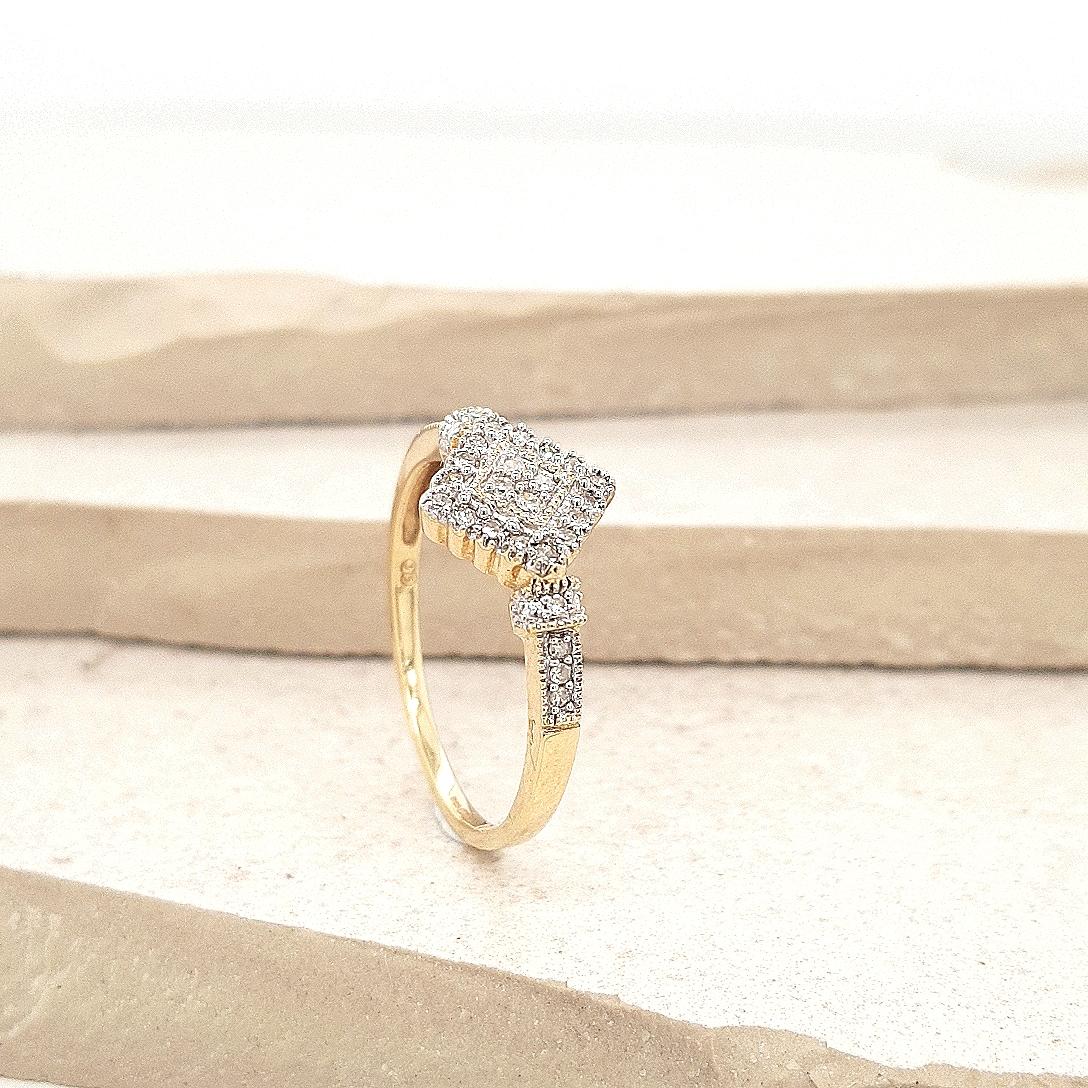 Estate 9ct Yellow Gold Diamond Pave Ring