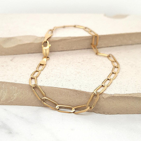 Estate 9ct Yellow Gold Long Curb Link Bracelet