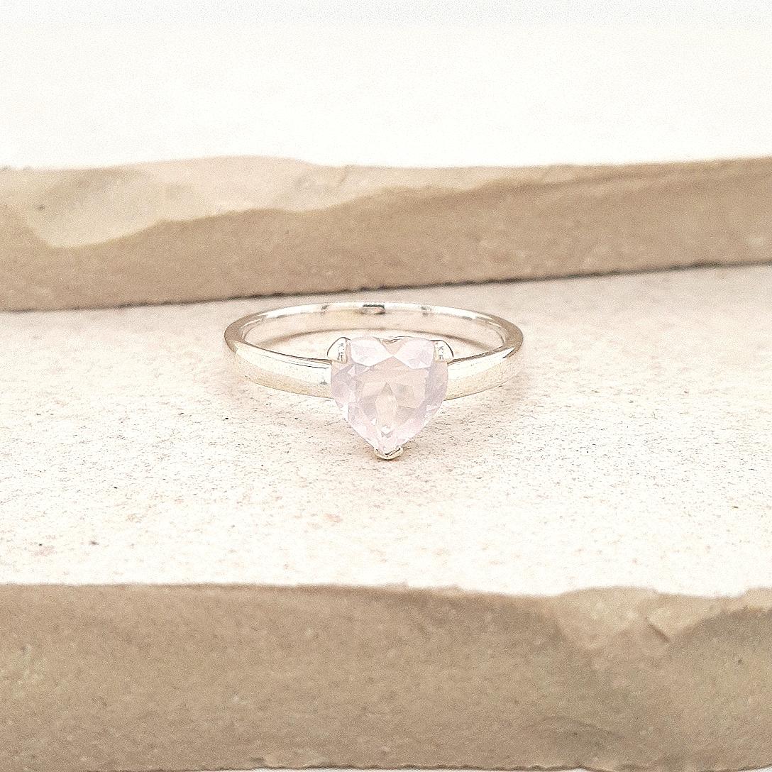 Sterling Silver Rose Quartz Solitaire Ring