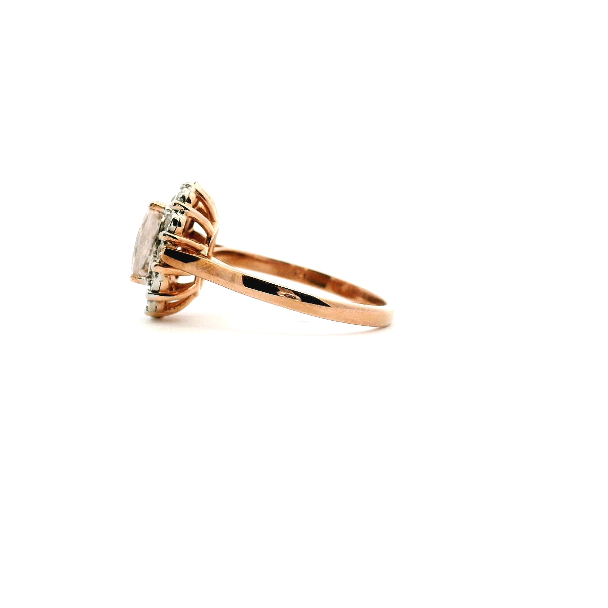 Morganite & Diamond 9ct Rose Gold Halo Cluster Ring