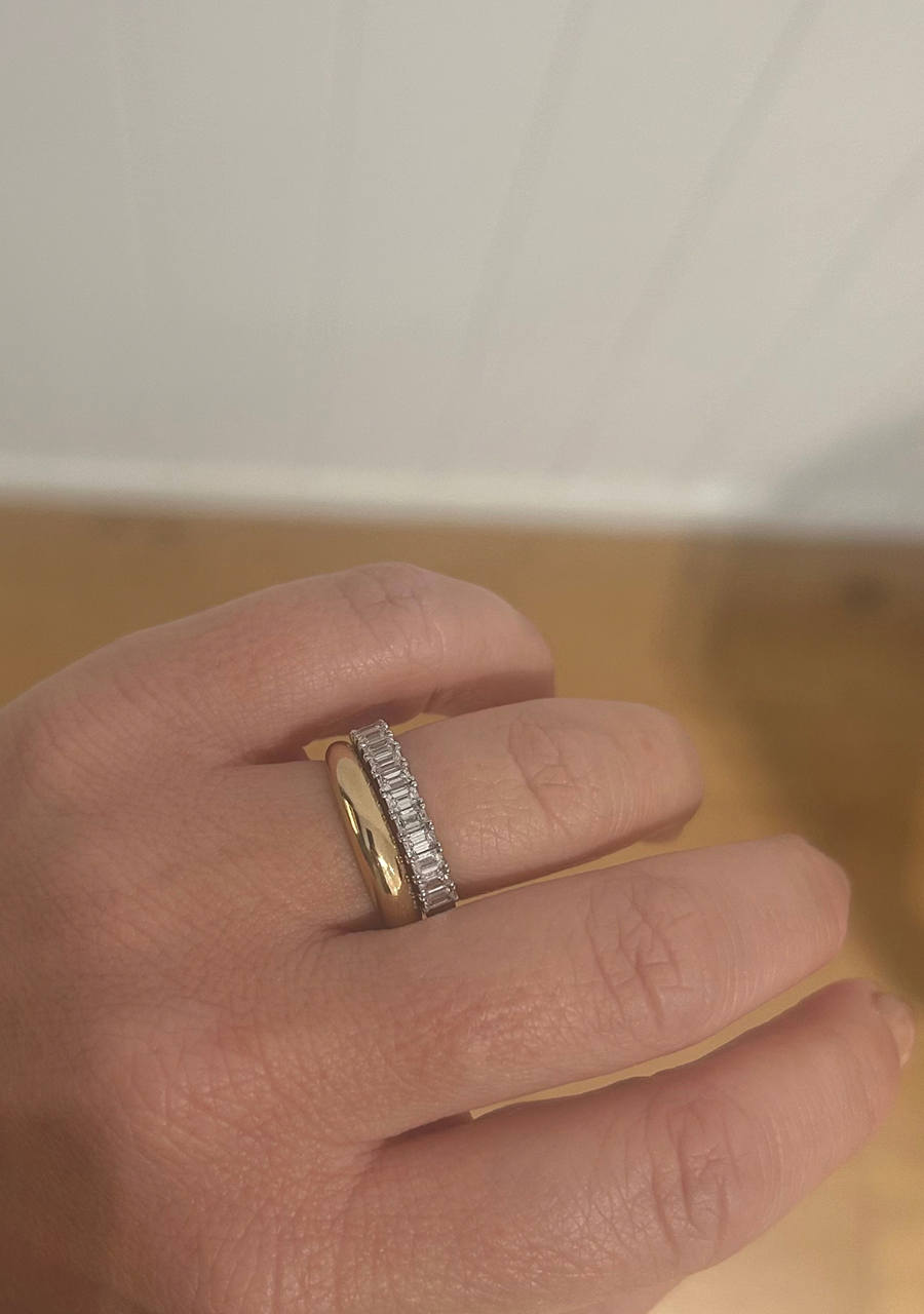 9ct White Gold Lab Grown Emerald Cut Diamond Band
