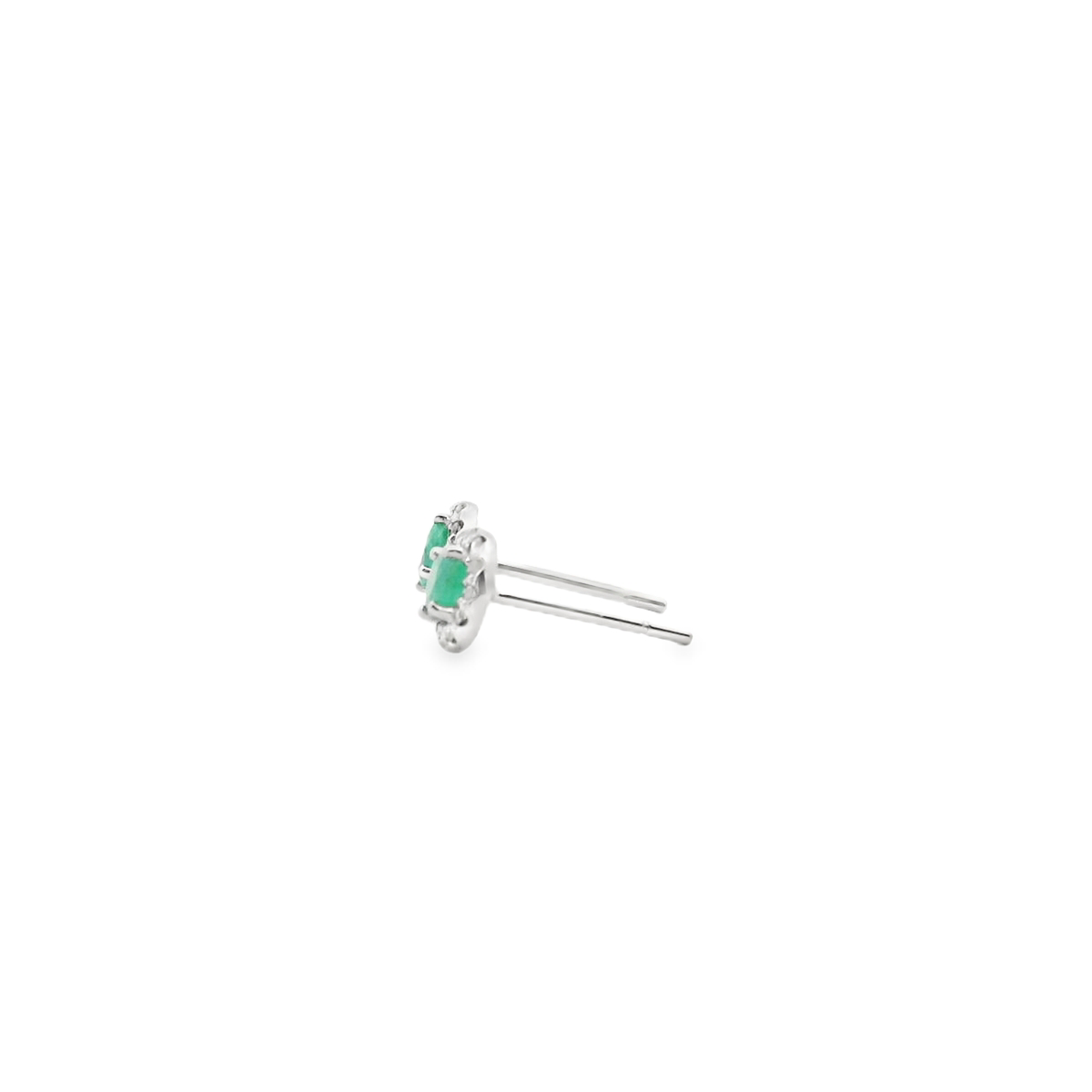 Emerald & Diamond 9ct White Gold Halo Stud Earrings