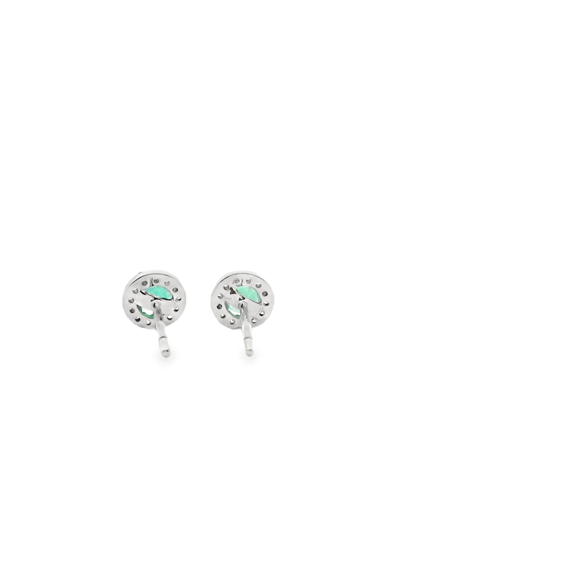 Emerald & Diamond 9ct White Gold Halo Stud Earrings