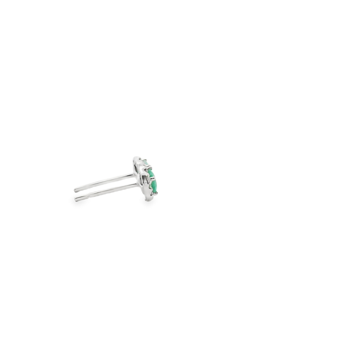 Emerald & Diamond 9ct White Gold Halo Stud Earrings