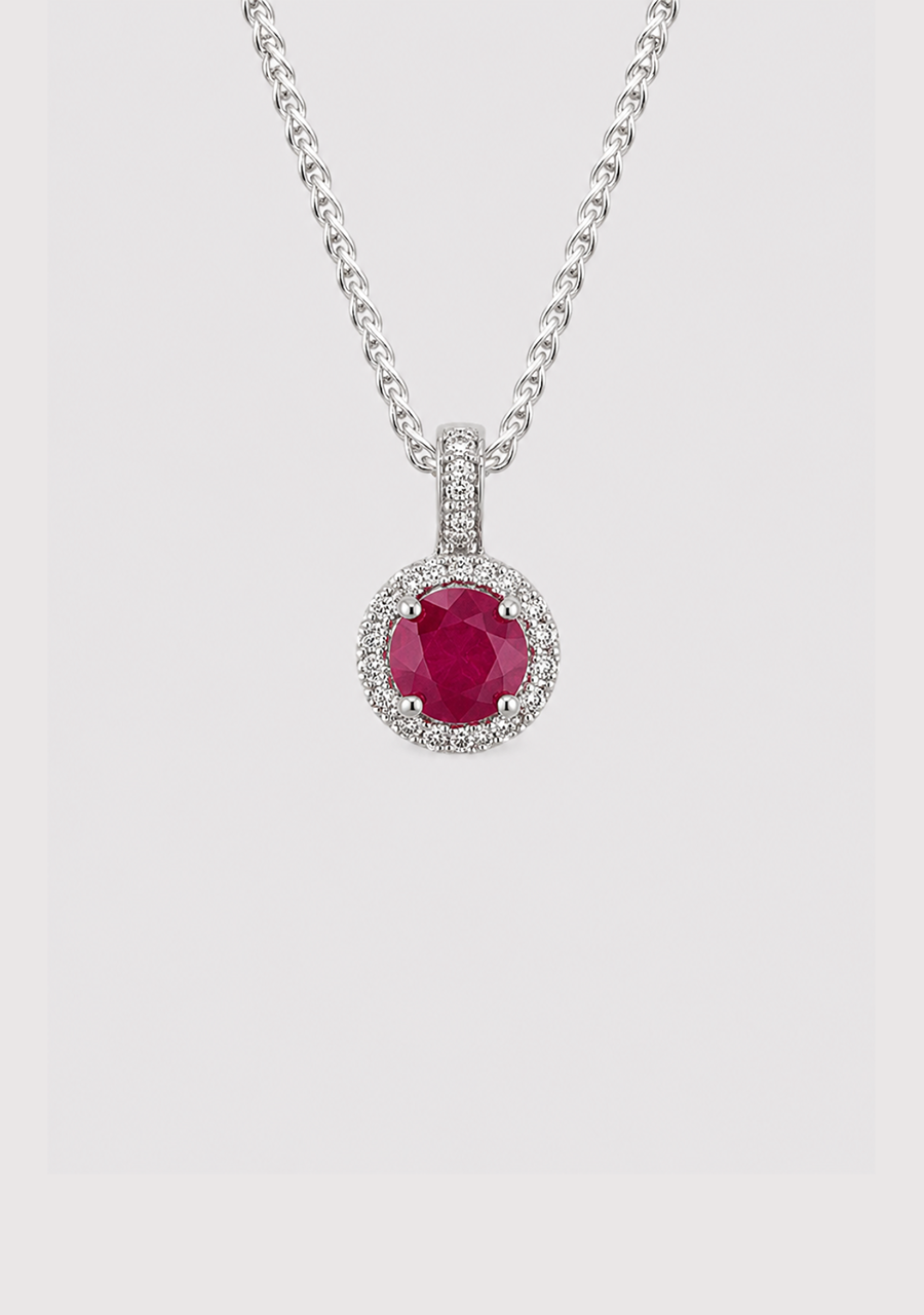 Ruby & Diamond 9ct White Gold Pendant