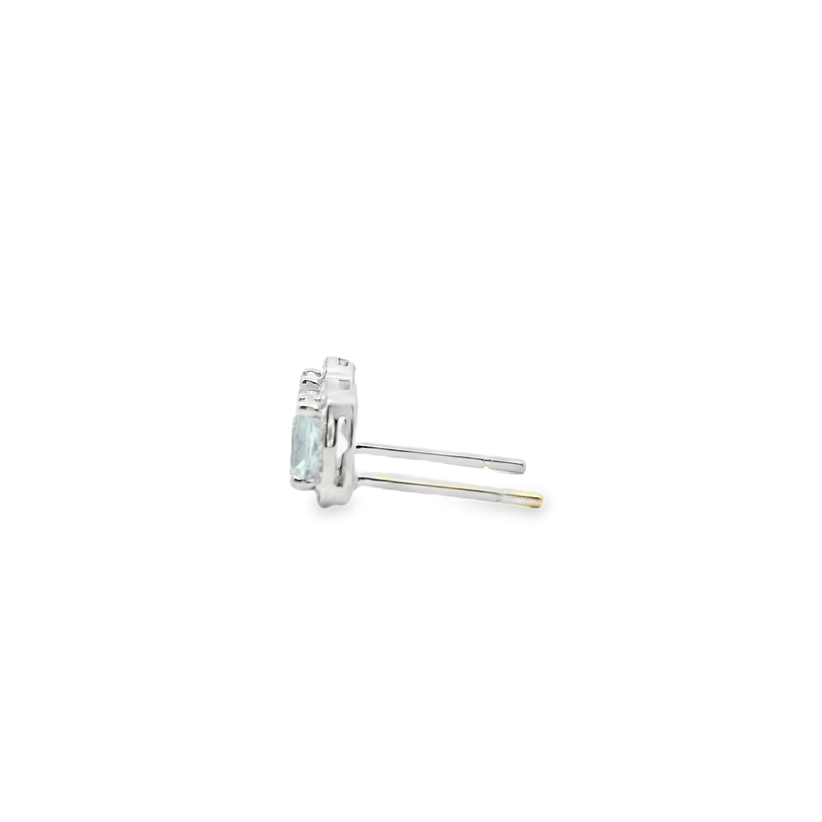 Aquamarine & Diamond 9ct White Gold Halo Stud Earrings