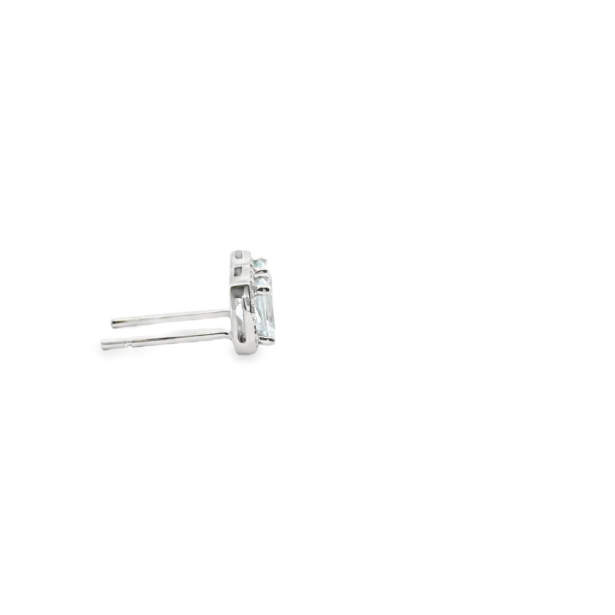 Aquamarine & Diamond 9ct White Gold Halo Stud Earrings