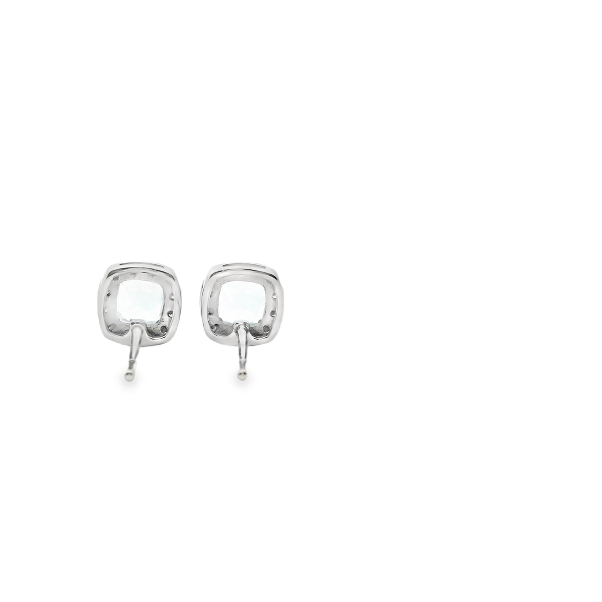 Aquamarine & Diamond 9ct White Gold Halo Stud Earrings
