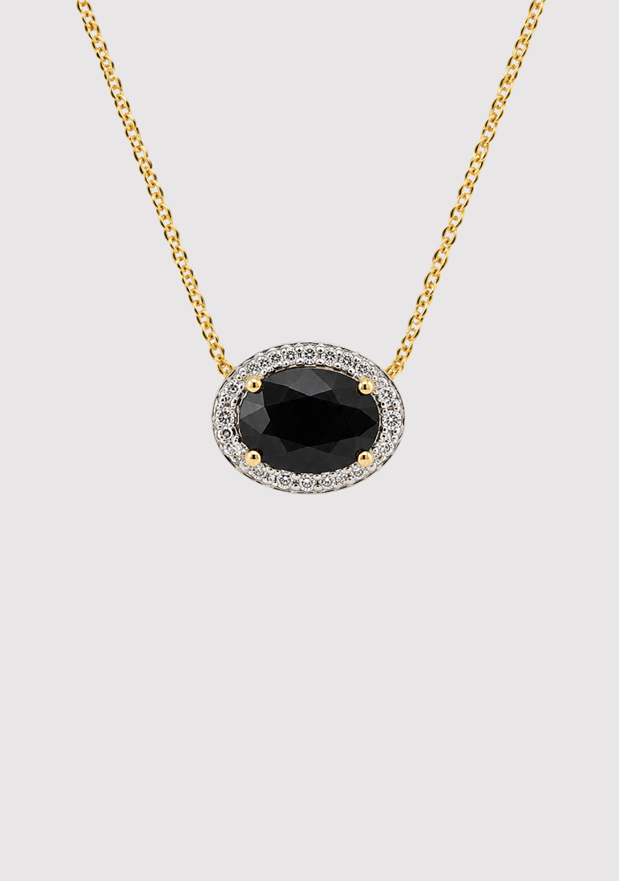 Sapphire & Diamond 9ct Yellow Gold Halo Pendant
