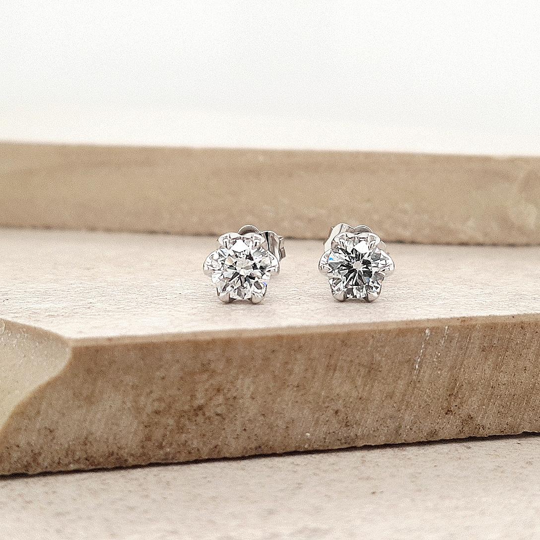 Lab Grown 9ct White Gold Diamond 0.72ct Stud Earrings