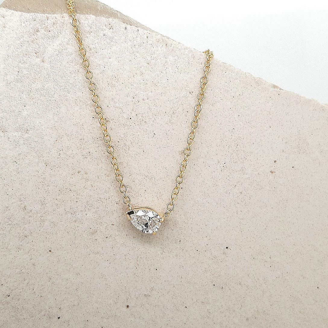 Lab Grown 9ct Yellow Gold Pear Cut Diamond Pendant