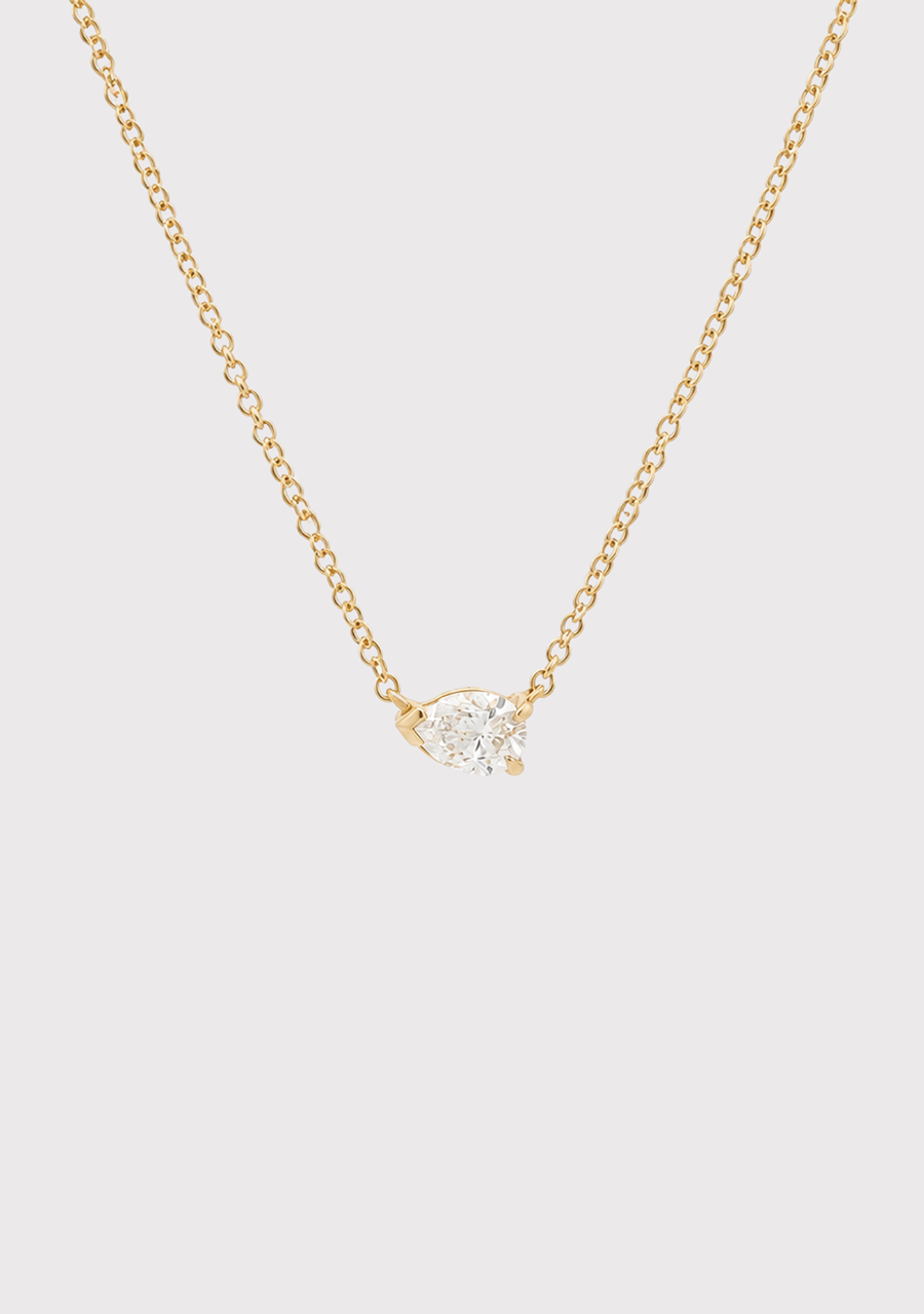 9ct Yellow Gold Lab Grown Diamond Pear Cut Necklace