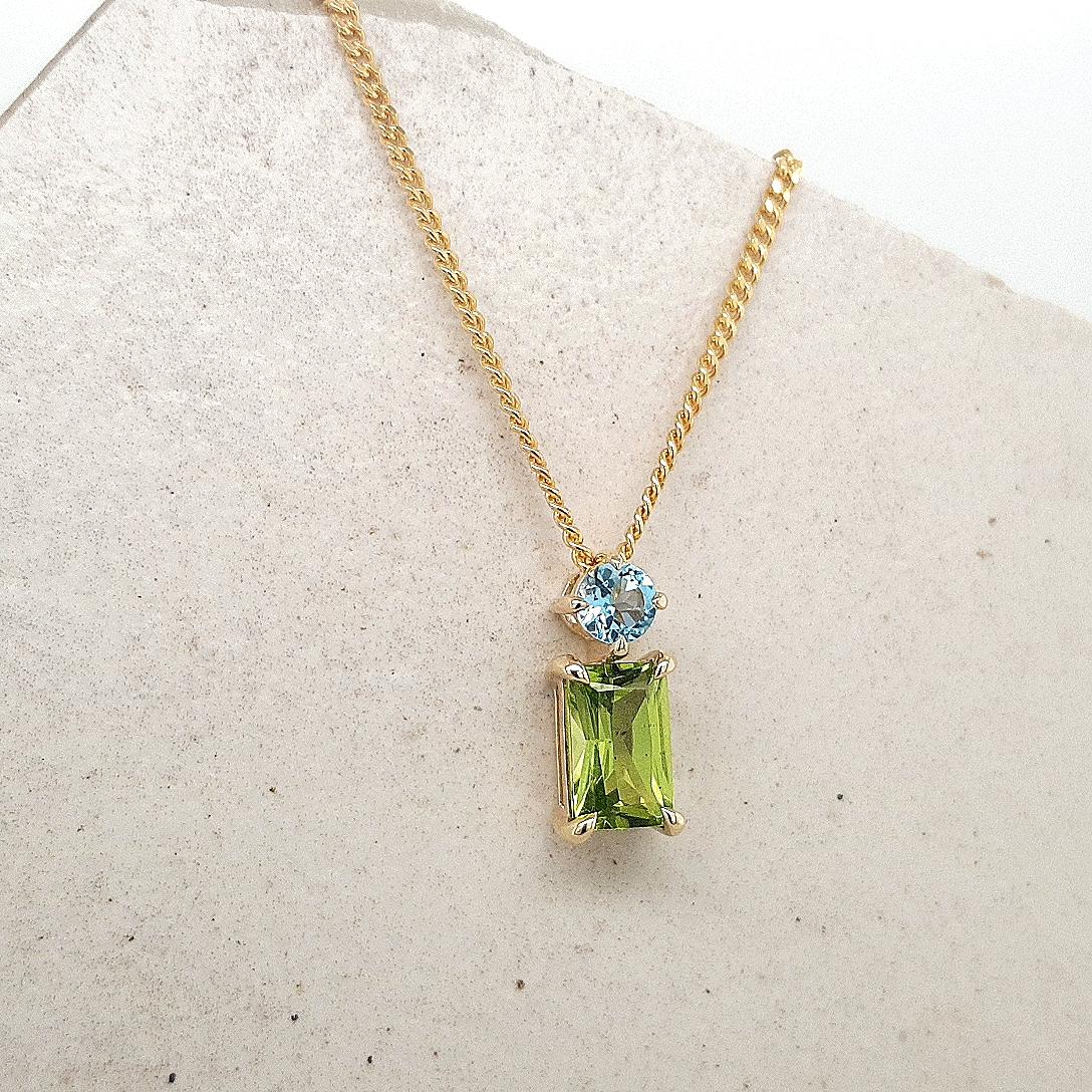 Peridot & Blue Topaz Drop Pendant