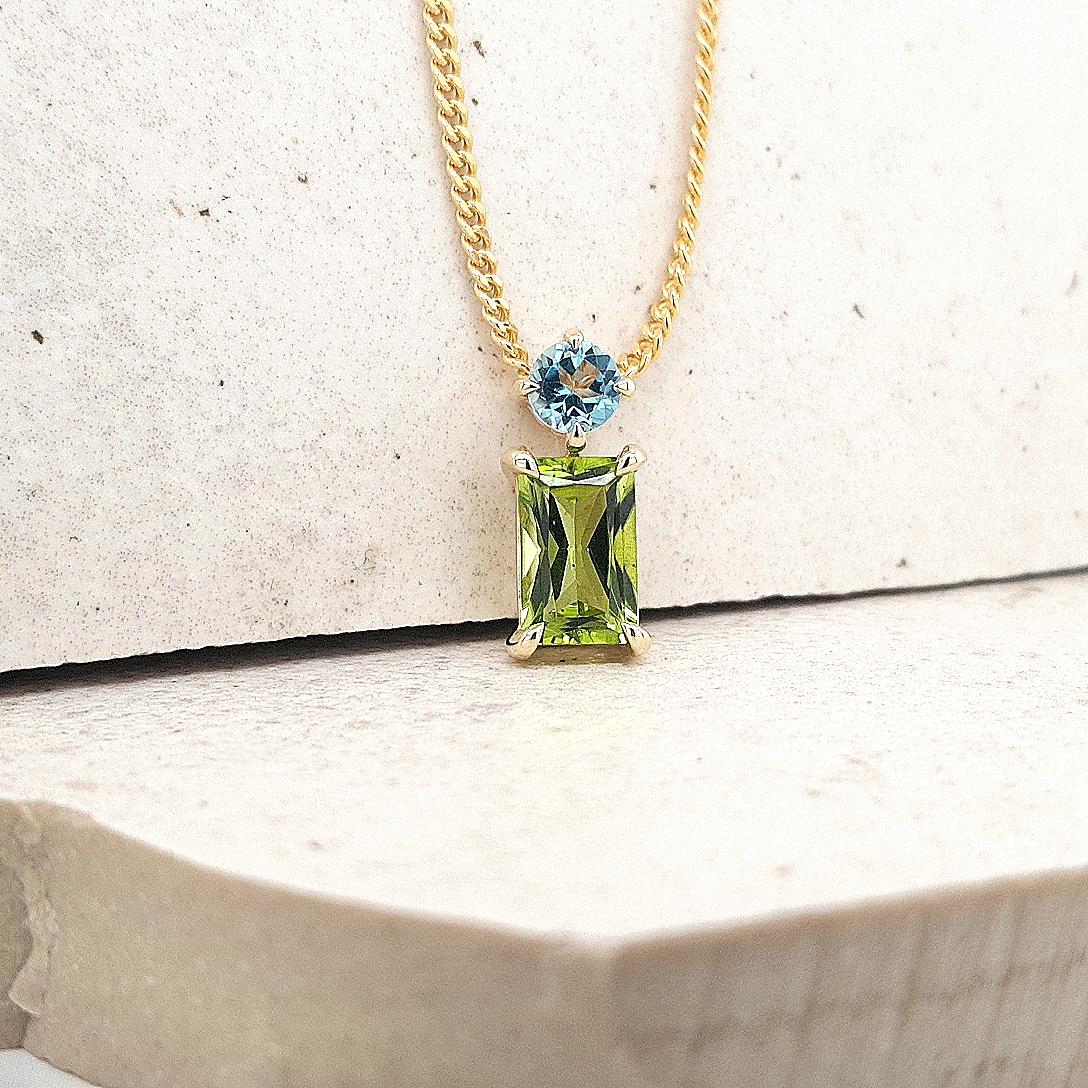 Peridot & Blue Topaz Drop Pendant