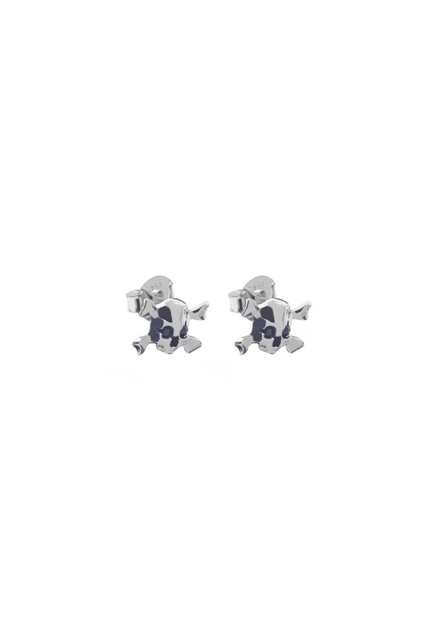 Stolen Girlfriends Club Sterling Silver Pirate Flag Stud Earrings with Black Spinel