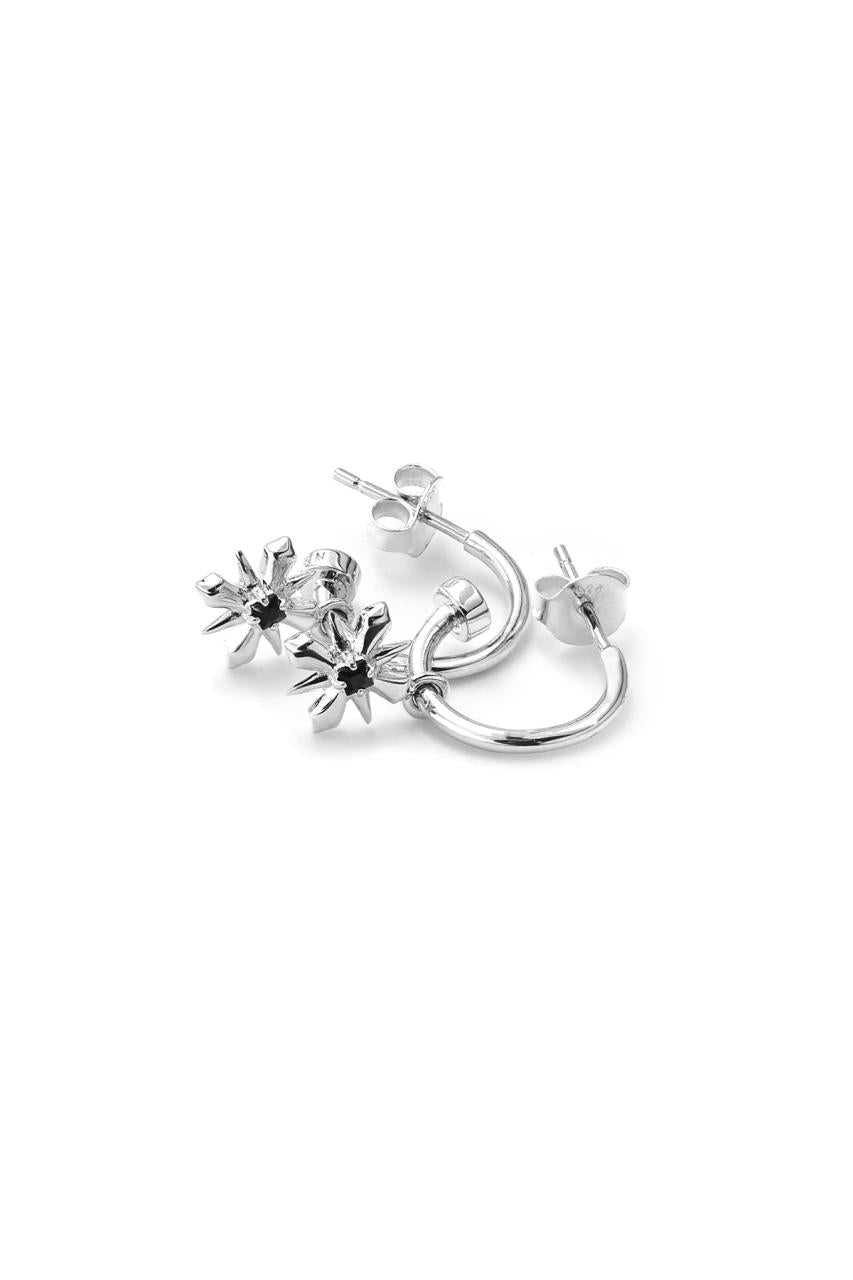 Stolen Girlfriends Club Sterling Silver Star Crossed Anchor Sleeper Earrings with Black Spinel