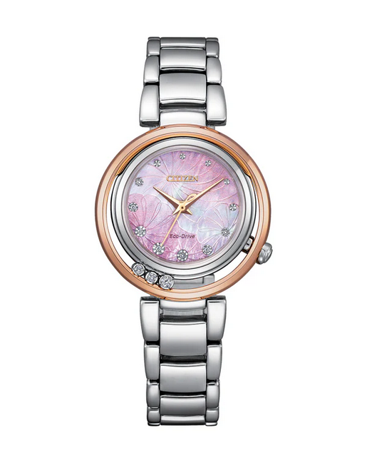 Citizen Ladies Diamond Eco-Drive Stainless Steel Watch with Pink Dial