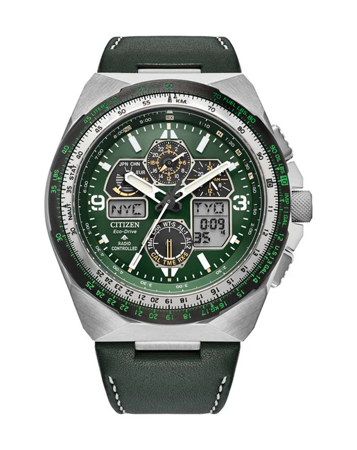 Citizen Gents  Promaster Eco-Drive Watch with Leather Strap and Green Dial