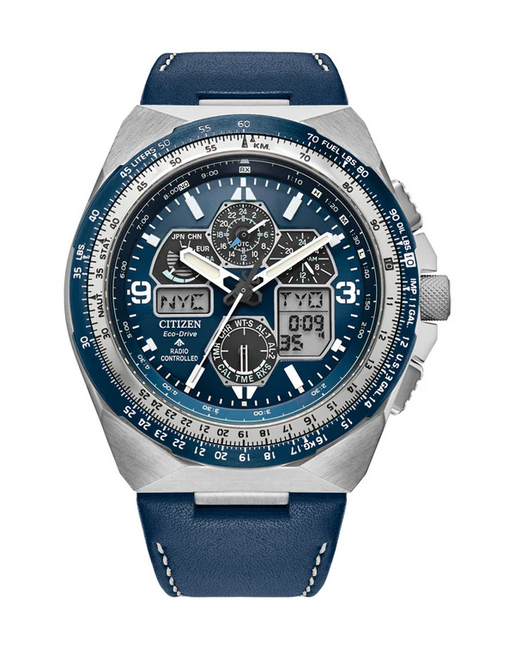 Citizen Gents Promaster Eco-Drive Watch with Leather Strap and Blue Dial