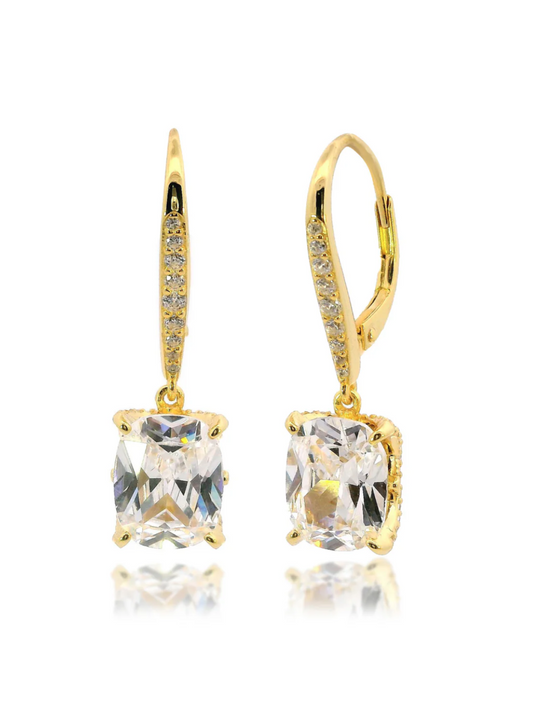 Georgini Gold Plated Sydney Soiree Elaine Cushion Cut Drop Earrings