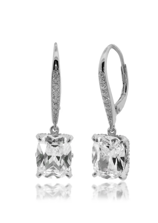 Georgini Sterling Silver Sydney Soiree Elaine Cushion Cut Drop Earrings