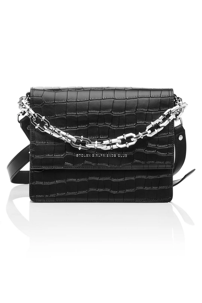 Stolen Girlfriends Club Matte Black Big Trouble Silver Hardware Bag