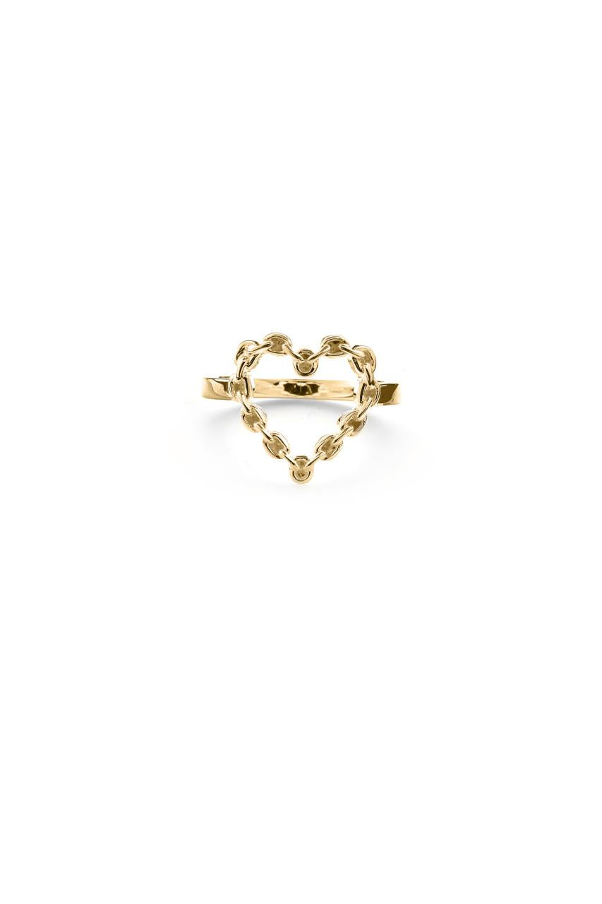 Stolen Girlfriends Club Sterling Silver 18ct Yellow Gold Plated Chain Heart Ring