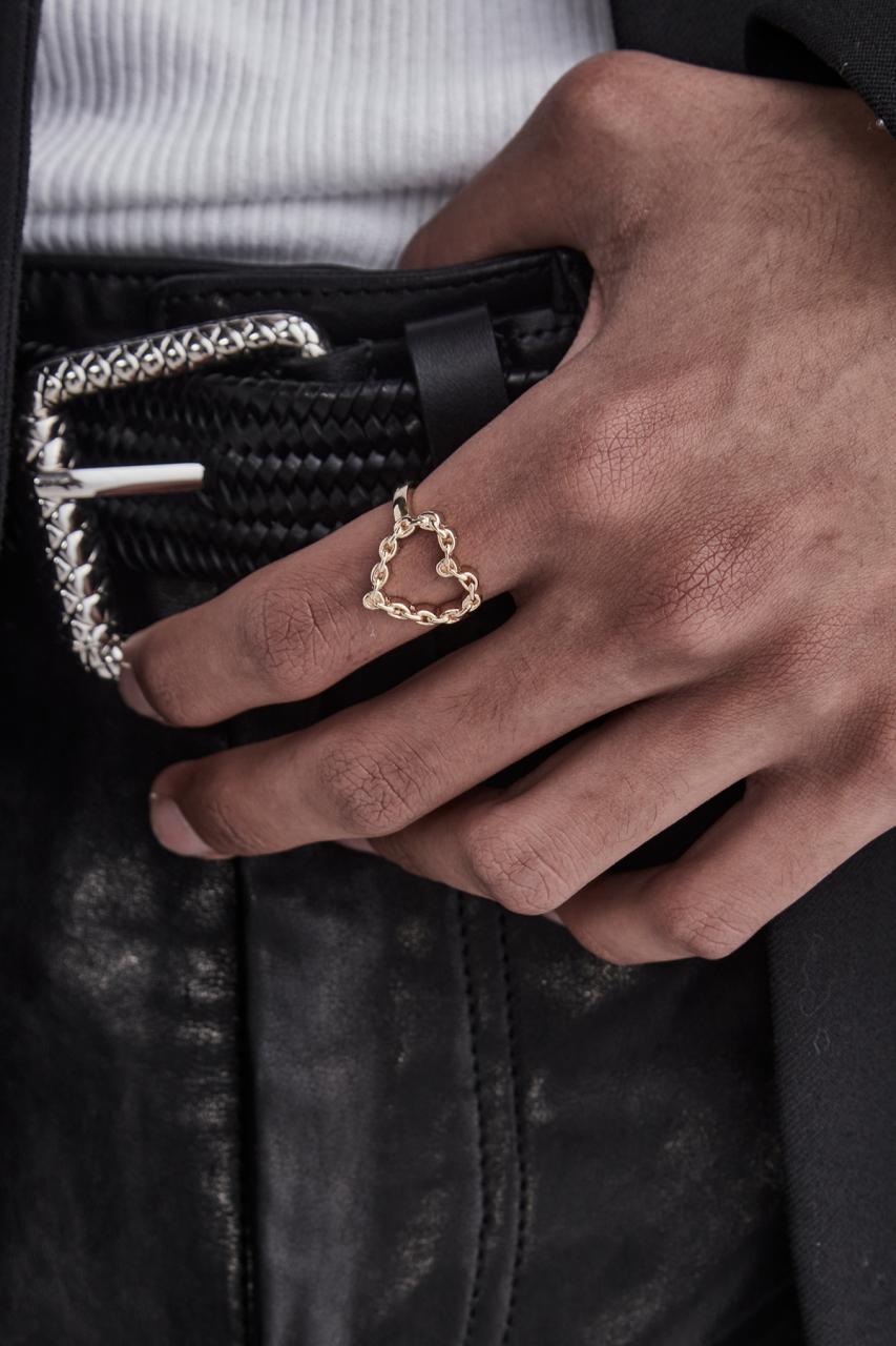Stolen Girlfriends Club Sterling Silver 18ct Yellow Gold Plated Chain Heart Ring