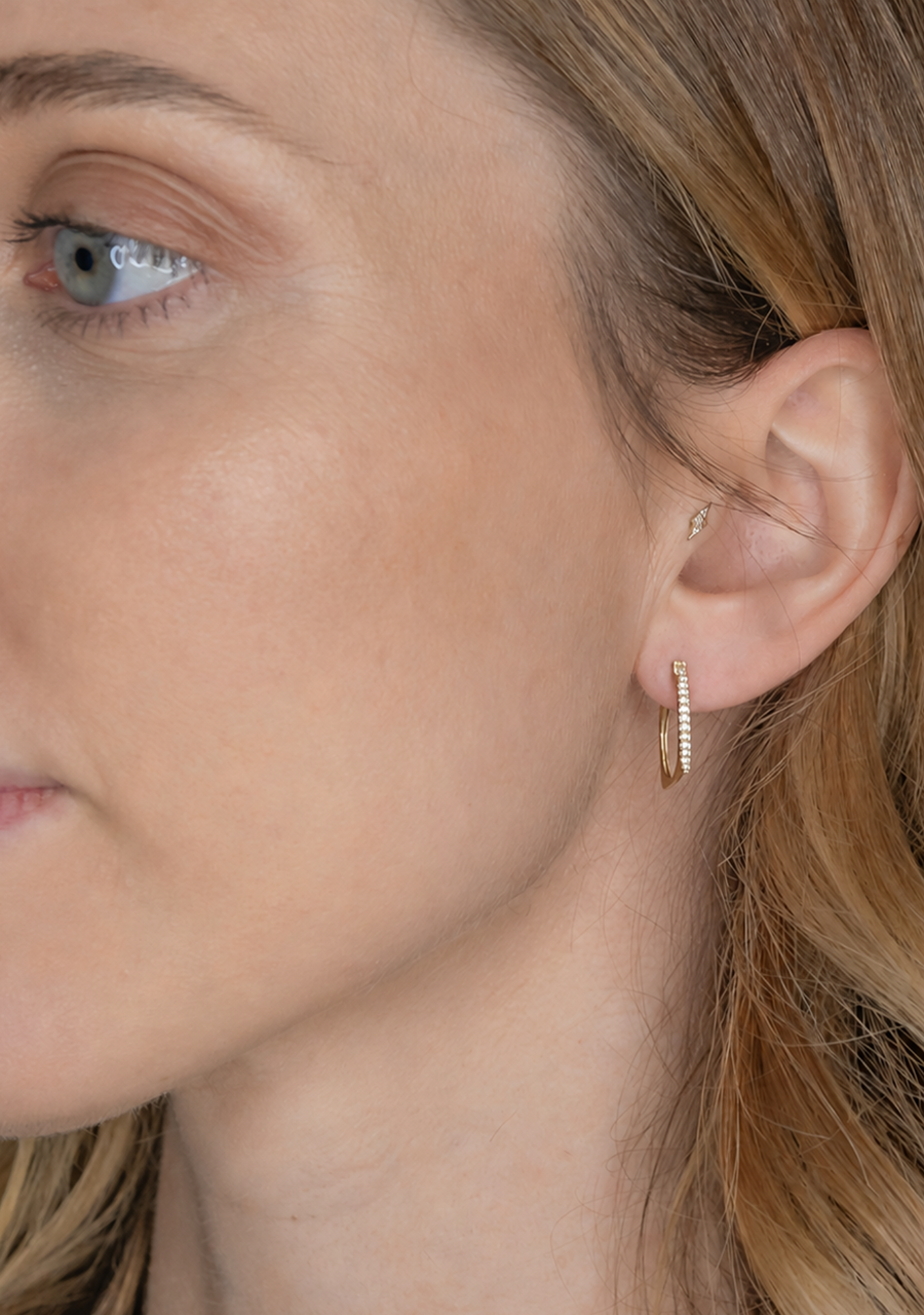 10ct Yellow Gold Diamond Square Hoop Earrings