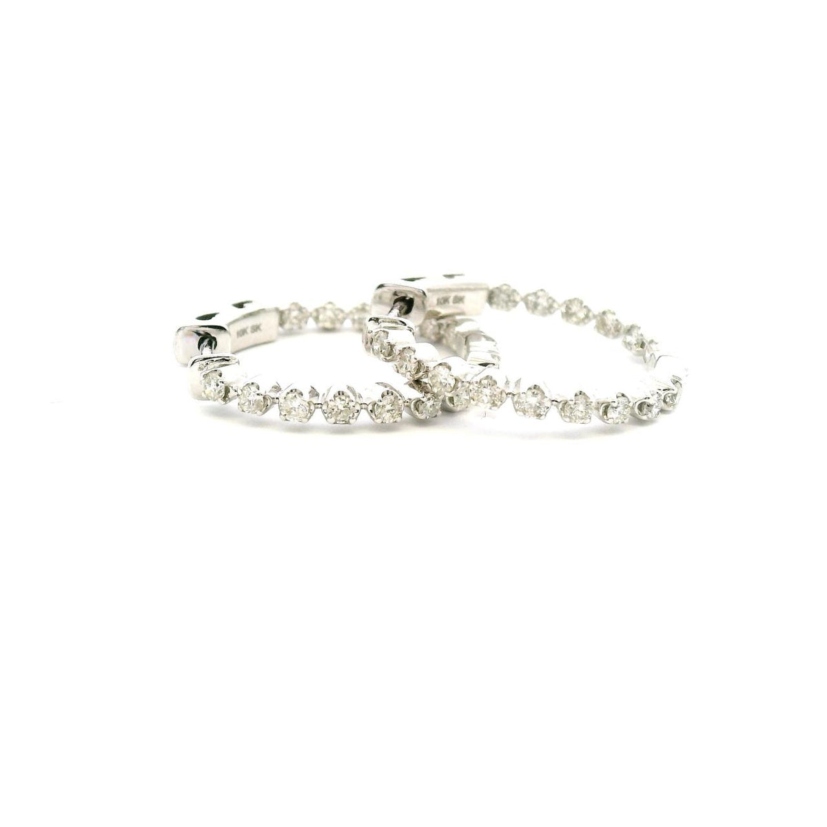 10ct White Gold Diamond Inside/Outside Hoop Earrings