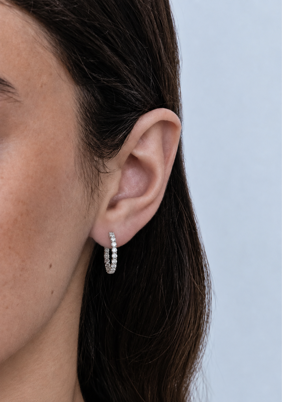 10ct White Gold Diamond Inside/Outside Hoop Earrings