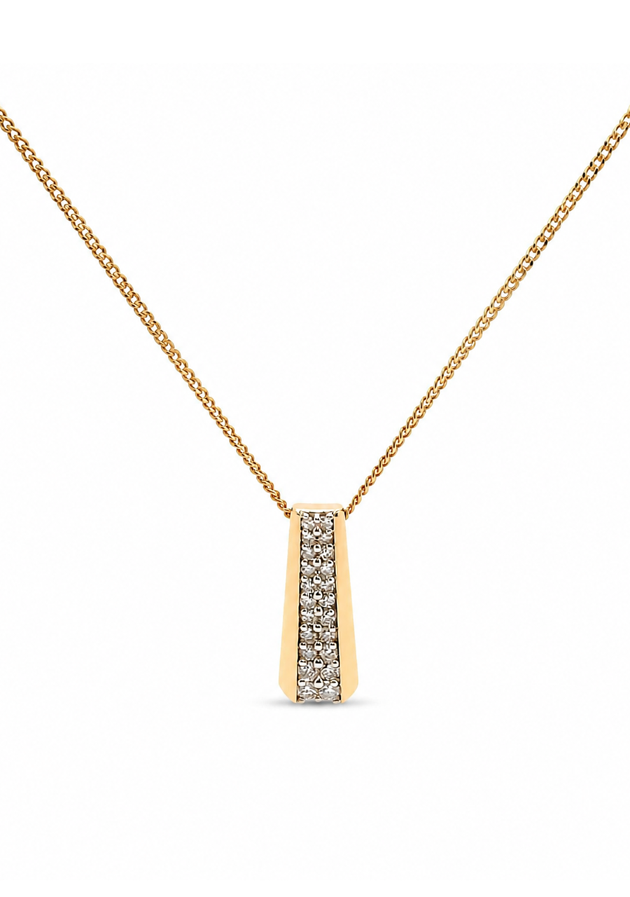 10ct Yellow Gold Diamond Bead Set Drop Pendant