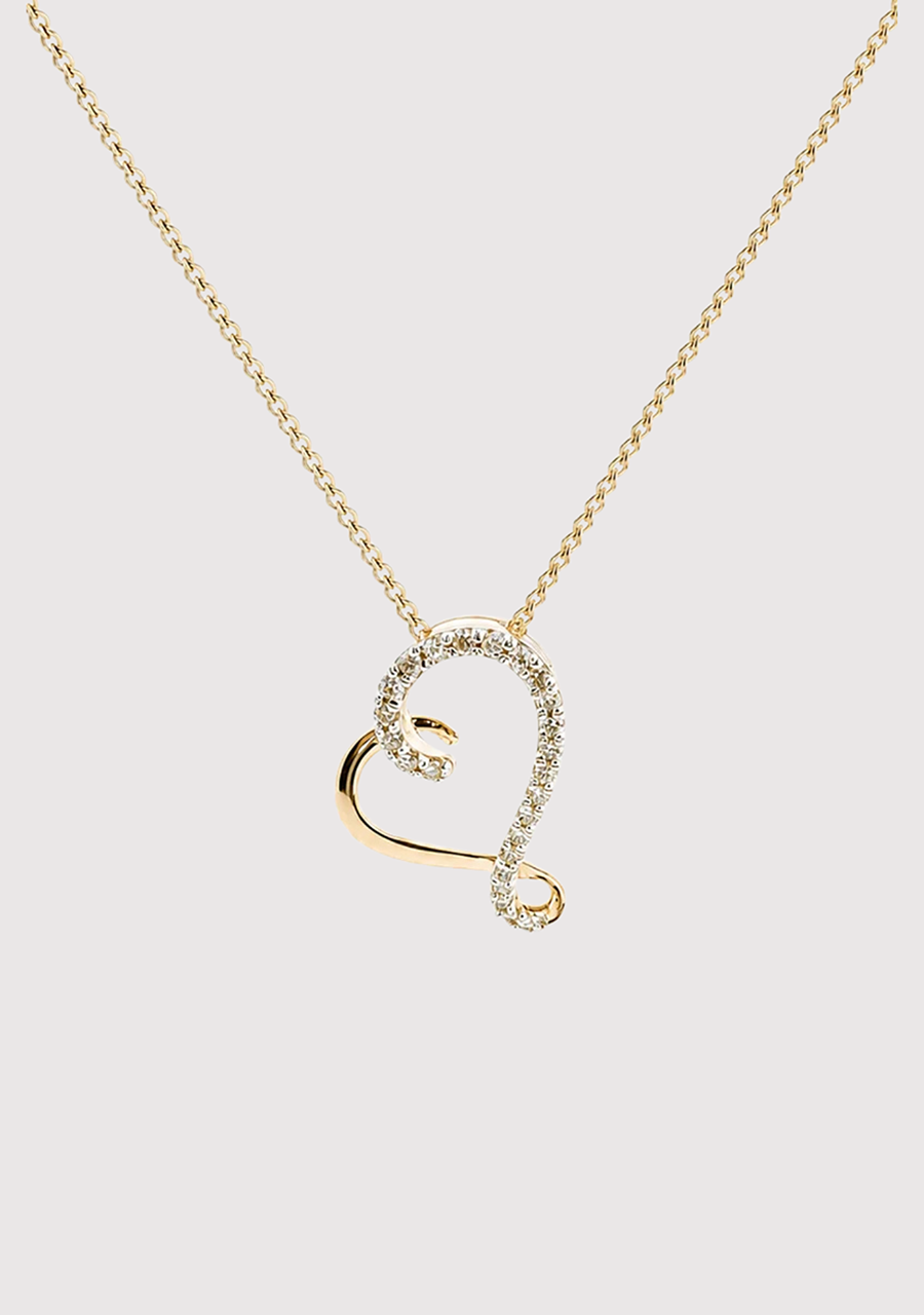 10ct Yellow Gold Diamond Heart Slider Pendant