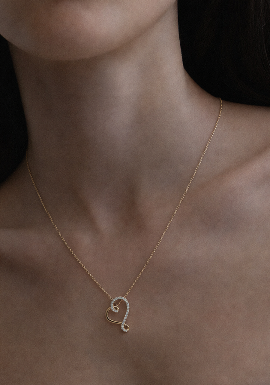 10ct White Gold Diamond Heart Slider Pendant