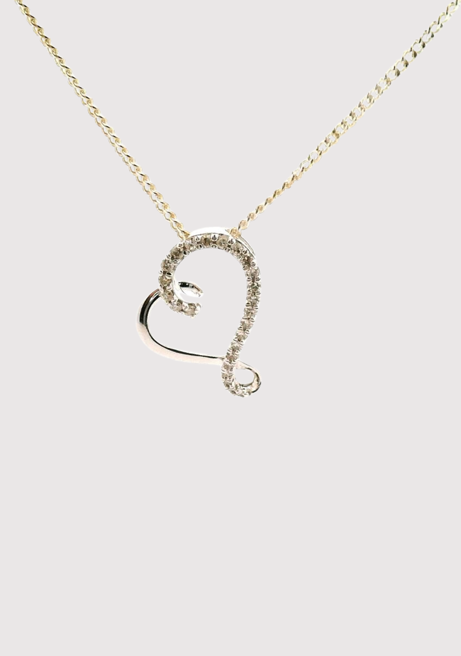 10ct White Gold Diamond Heart Slider Pendant