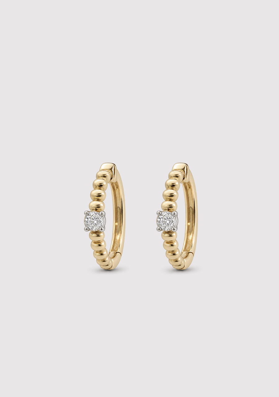 10ct Yellow Gold Diamond Bubble Hoop Earrings