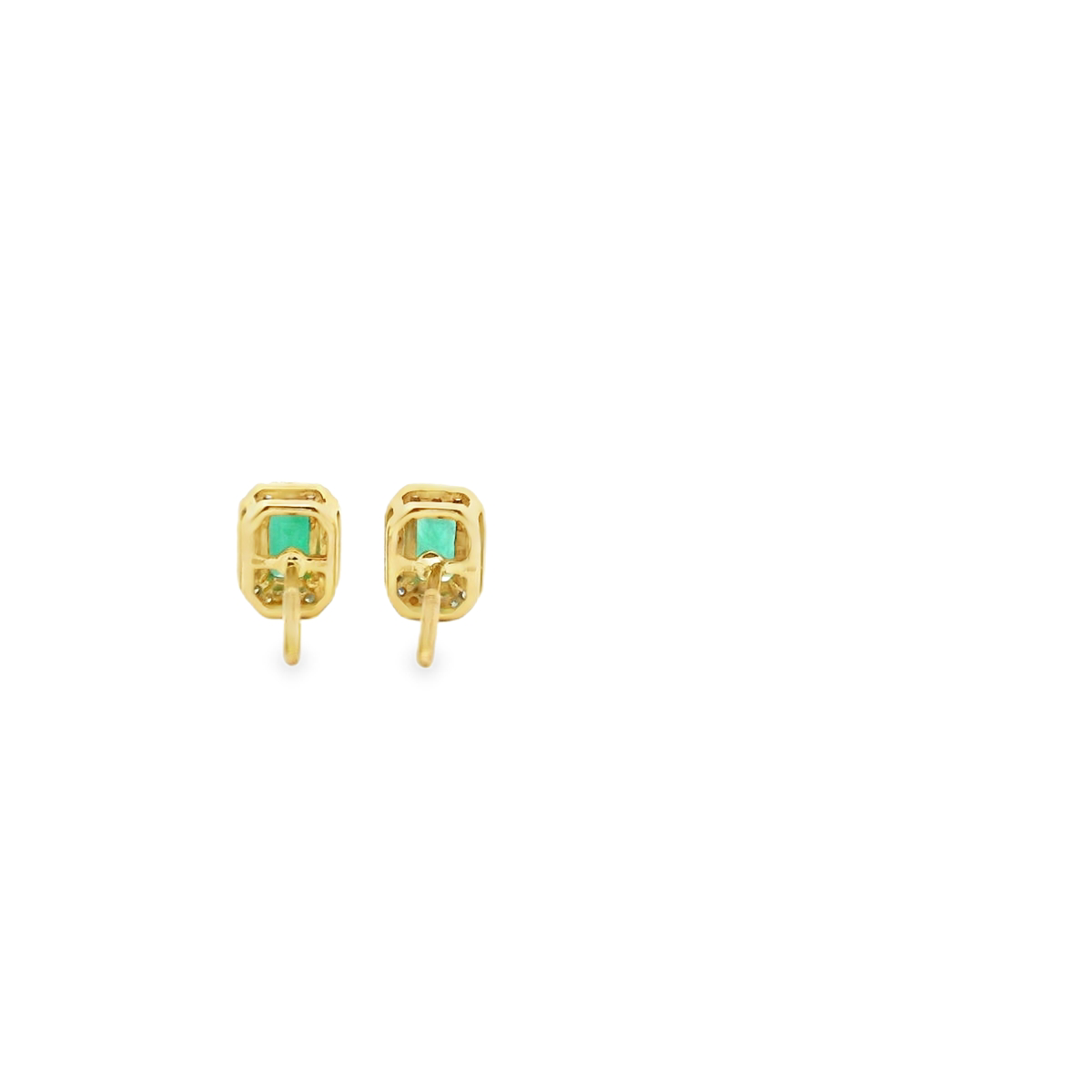 Emerald & Diamond 10ct Yellow & White Gold Halo Stud Earrings