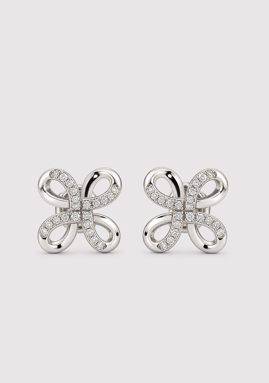 10ct White Gold Diamond Cross Over Infinity Stud Earrings